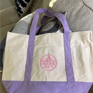 Trader Joe's Lavender Trim Canvas Tote